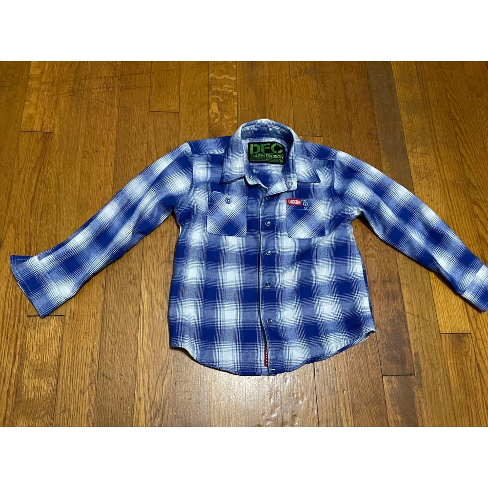 Dixxon Flannel Co DFC Youth Division Blue White Plaid D-Tech Shirt Kids XS